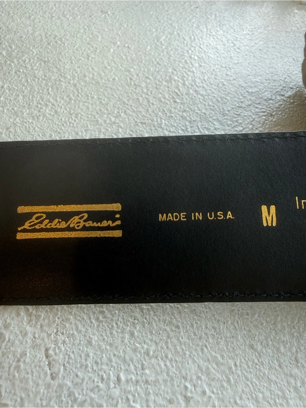 Eddie Bauer Vintage 90s Black Croc Embossed Leather Belt Solid Brass Buckle USA